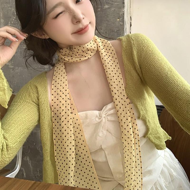 Polka Dots Chiffon Transparent Breathable Sunscreen Shawl Female Summer Thin Long Beach Towel Sun Silk Scarf