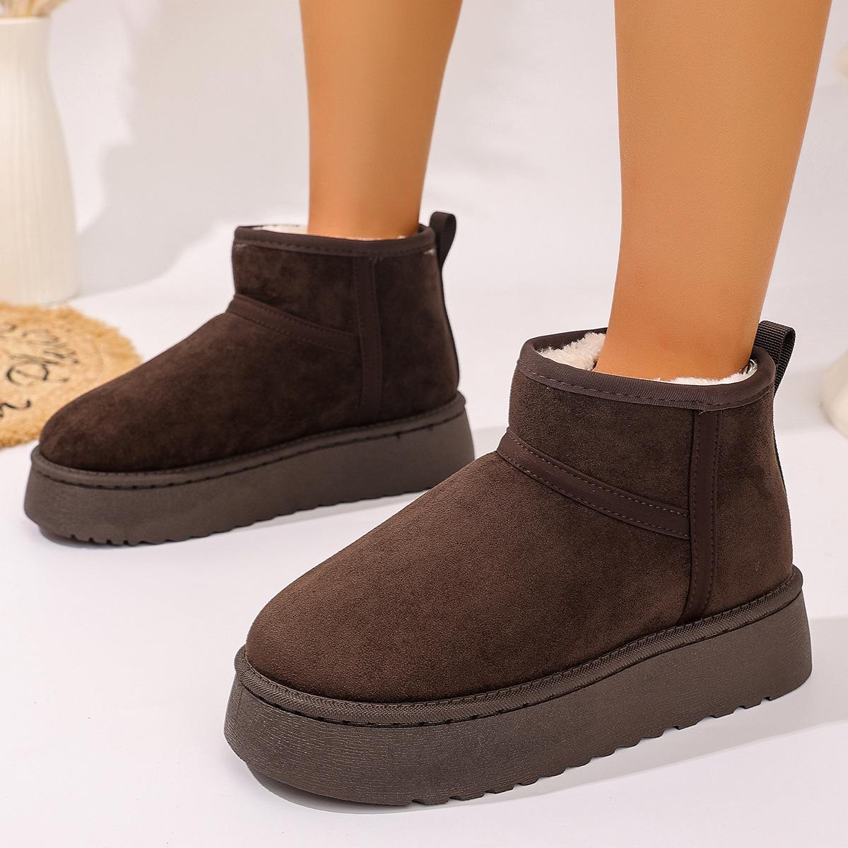 

Women s Wide Width Mid-Calf Snow Boots, Plush Lined Platform Booties, Winter Warm Boots for Women 39 темно-коричневого кольору