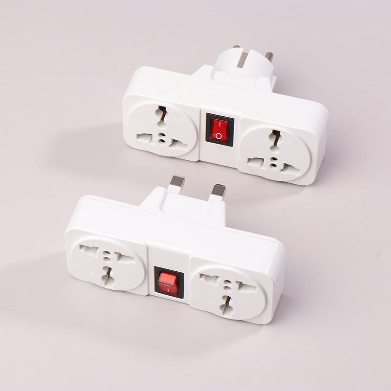Portable Wall Power Outlet European British Plug Adapter Socket Converter With Switch Universal UK EU 10A 250V Extension Socket
