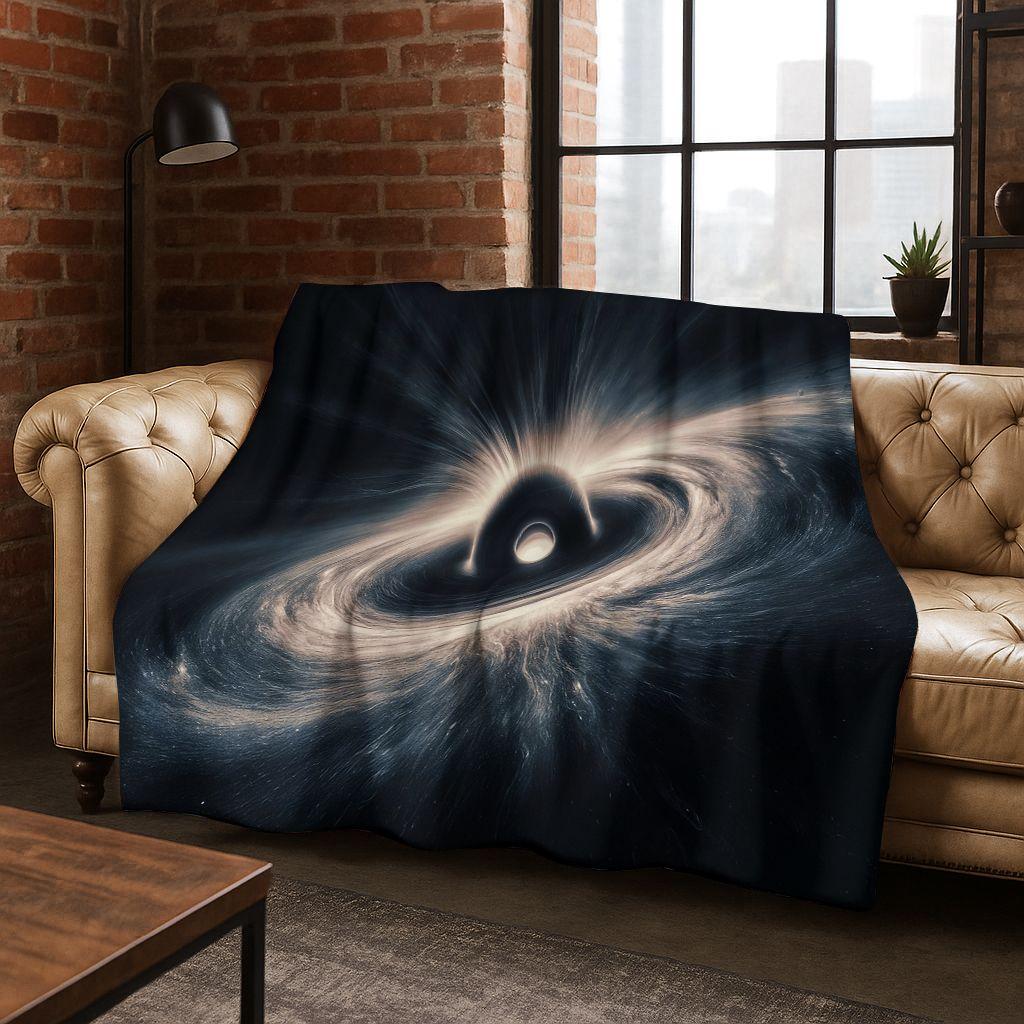 Dreamy Galaxy Universe Space Stars Black Hole Earth Flannel Blanket,Cozy Soft Throw Blanket for Home Bedroom Bed Sofa Cover Gift
