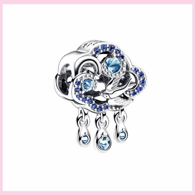 925 серебряных бусинок с голубыми глазами, светящихся в темноте, подвесок-светлячков для браслета, подвесок, ювелирных изделий