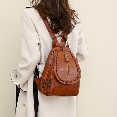 Soft Leather PU Retro Backpack Women's Travel Bag AVE