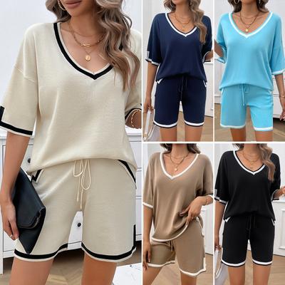 Spring And Summer Women'S Clothing Temperament Vacation Daily Commuting Comfortable Fashion Casual Loose Short Sleeved Shorts Set