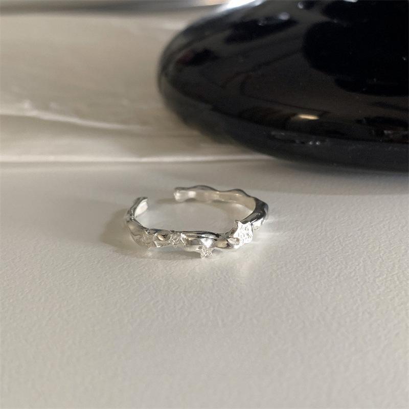 Korean version contrasting opal ring 925 sterling silver index finger ring star open ring