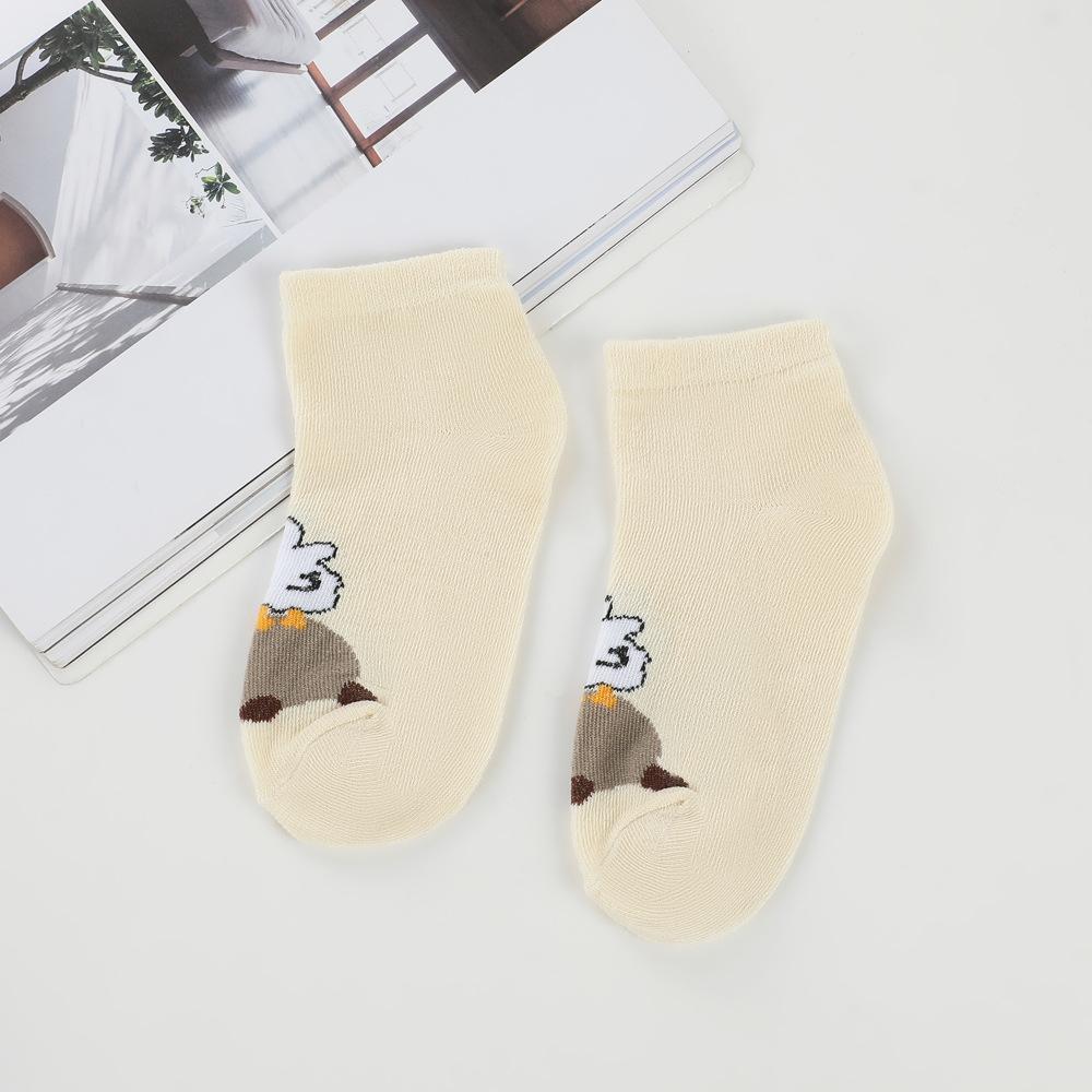 5 Pairs Cute Capybara Women'S Knee-Length Socks, Cartoon Knit Fabric, Summer Thin Low Cut Japanese Style Socks,