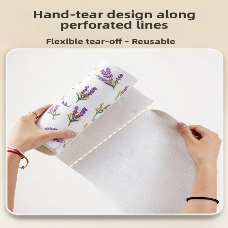 Tearable Microfiber Cleaning Cloth Roll Reusable With Cute Prints For Kitchen Wiping Home Use
