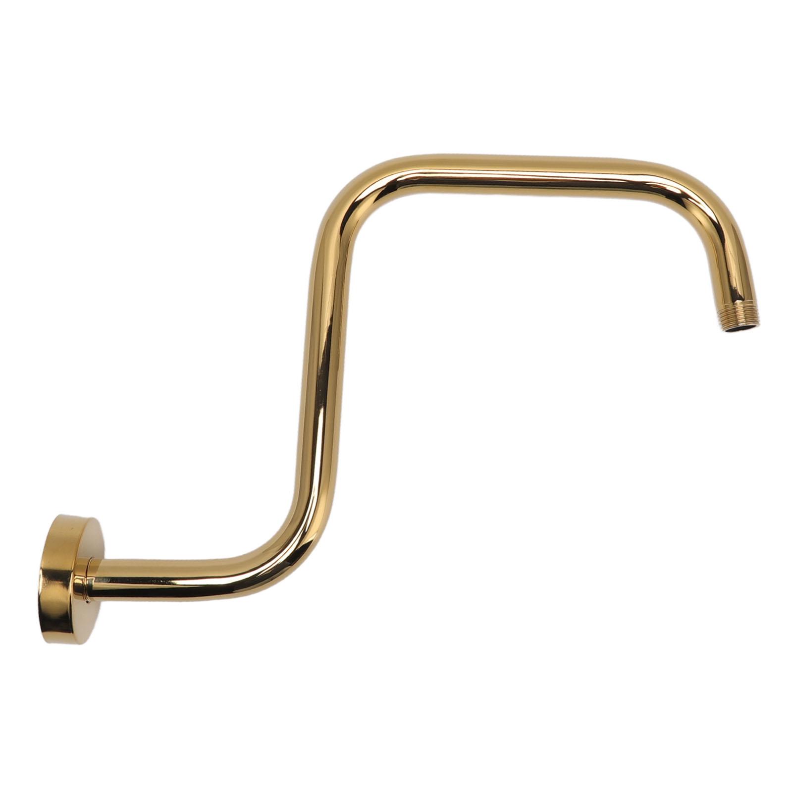 

Shower Extension Arm Stainless Steel High Rise Shower Arm with Flange Wall Mounted Shower Head Riser Pipe Gold