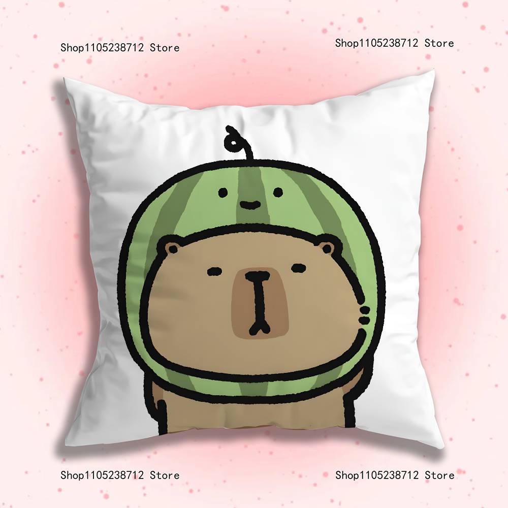 Cute Cartoon C-Capybara Pillow Covers Cartoon Sofa Decorative Home Double-sided Printing Short Plush Cute Cushion Cover