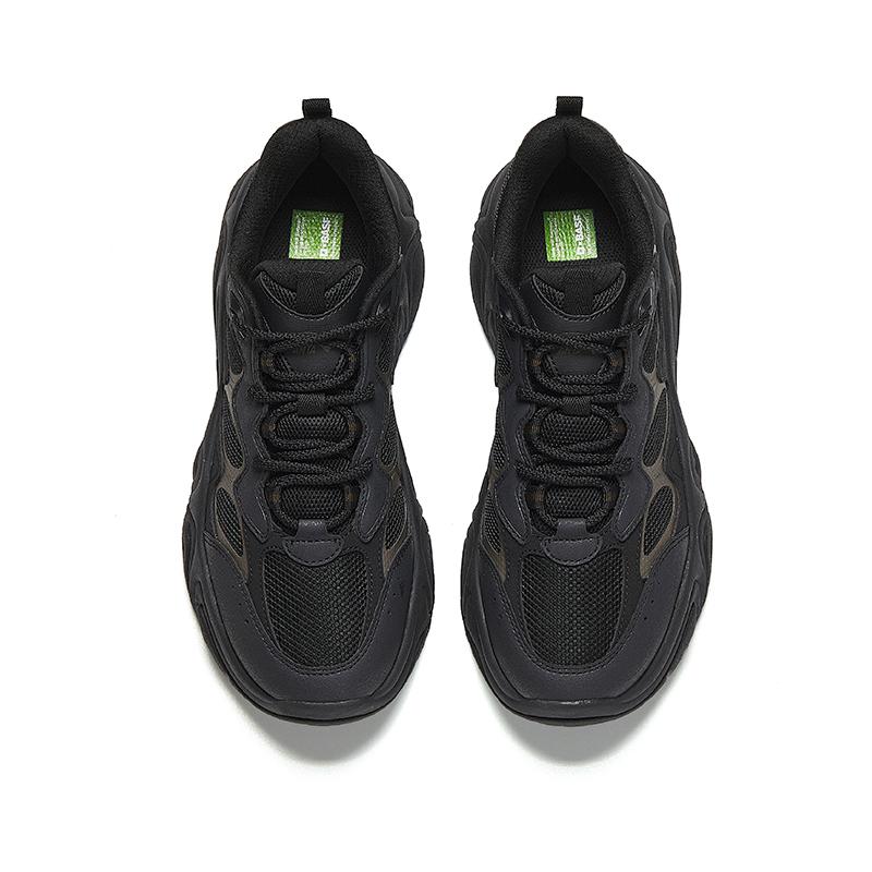 Anta Synthetic Leather, Textile Height Increasing Low Top Chunky Sneakers Men's Basic Black/Fossil Silver Black 112618853-3