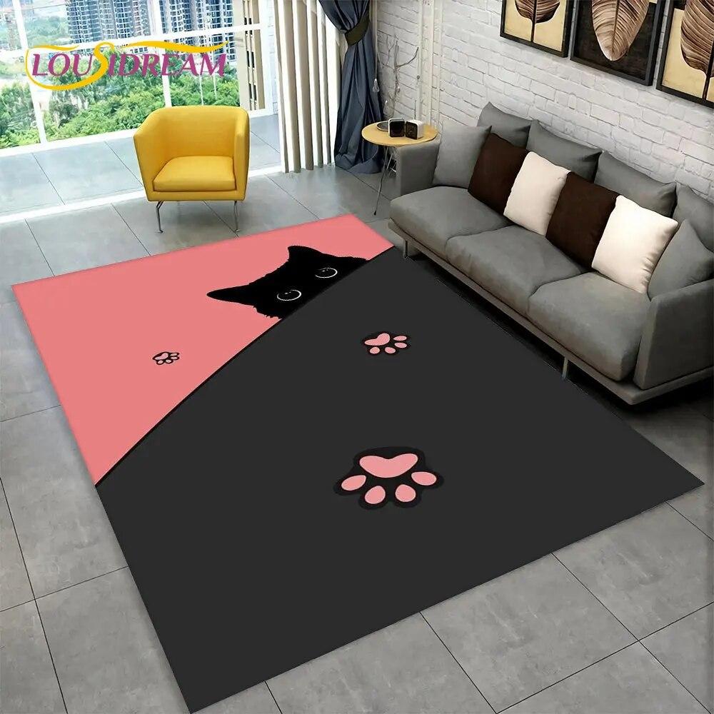 3D Cartoon Cute Cat Area Rug Large,Carpet Rug for Living Room Bedroom Sofa Doormat Kitchen Decoration,Child Non-slip Floor Mat