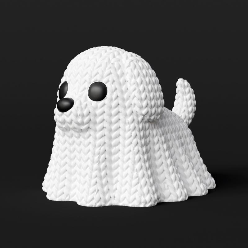 3D Printed Ghost Cat Dog Figurine Halloween Cute Mini Statue Ornament For Home Desktop Party Decoration