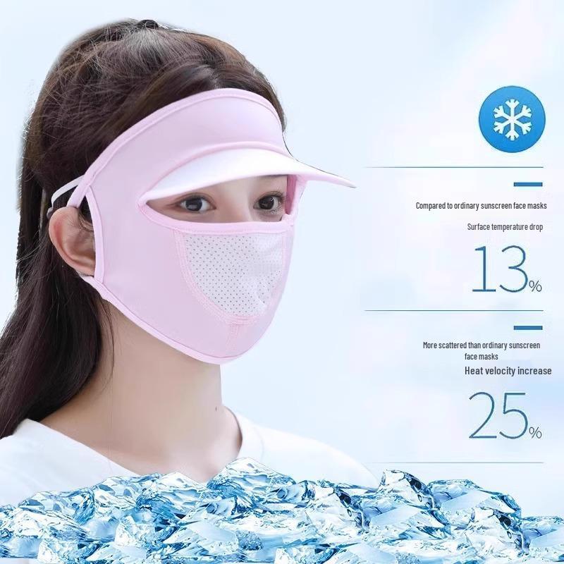 Women's Anti-UV Full Face Ice Silk Breathable Driving Sunshade Mask with Eye Corner Protection, 3D Design