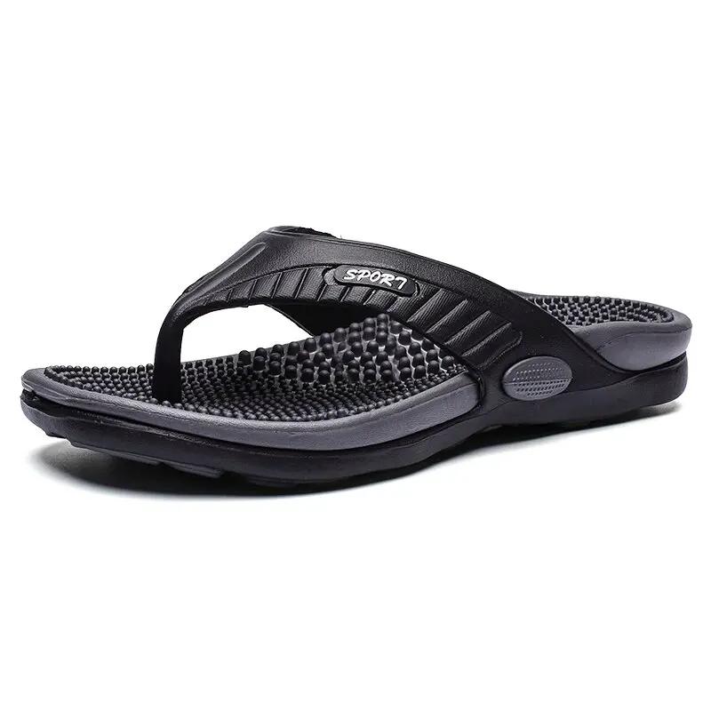 Fashion Summer Slippers Men Flip Flops Beach Sandals Non-slip Casual Flat Shoes Massage Indoor House Shoe For Men Outdoor Slides