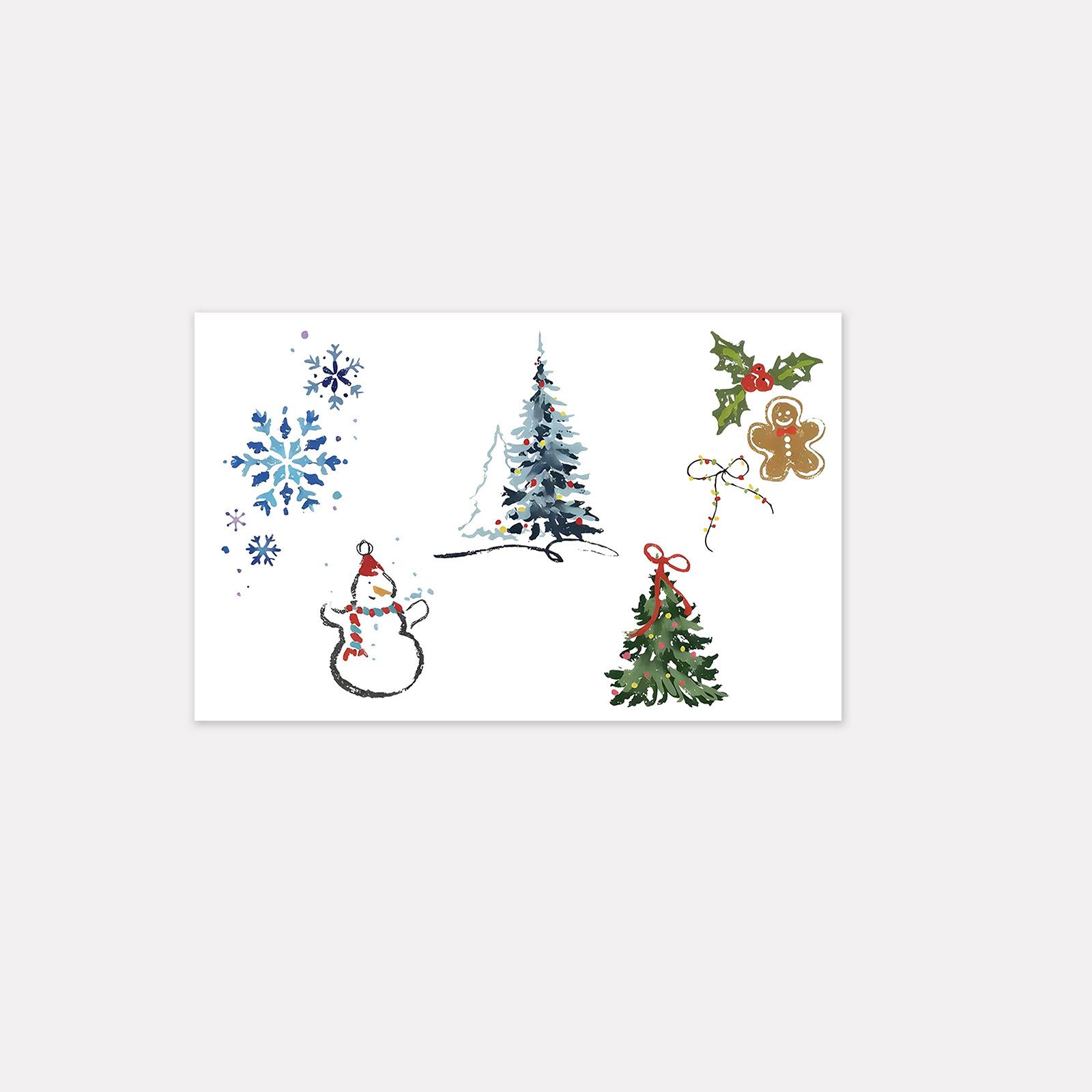 

Christmas Tattoo Sticker Cartoon Cute Snowman Christmas Tree Snowflake Temporary Tattoo Sticker 19*12