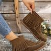 Flat-bottomed Tassel Solid Color Martin Boots 23 Lace-up Four-season European and American Short Boots