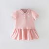Girl Spring/Summer Fashion Polo Collar Short Sleeve Dress