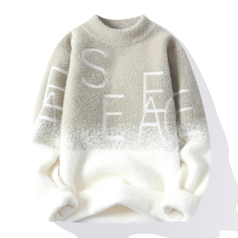 

Men s Gradient Thickened Warm Mink Velvet Knitwear L хакі