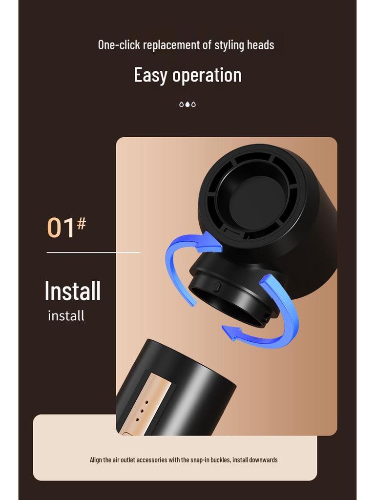 Çok Fonksiyonlu Hızlı Kuruyan Saç Kurutucu ve Maşa – Kabarık Modeller İçin Altı Bir Arada Sıcak Hava Tarağı