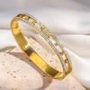 Htpwe Stainless Steel Glossy Zirconium Round Bead Combination Bracelet Set Women Plated 18k Couple Holiday Gift Bracelet Zircon