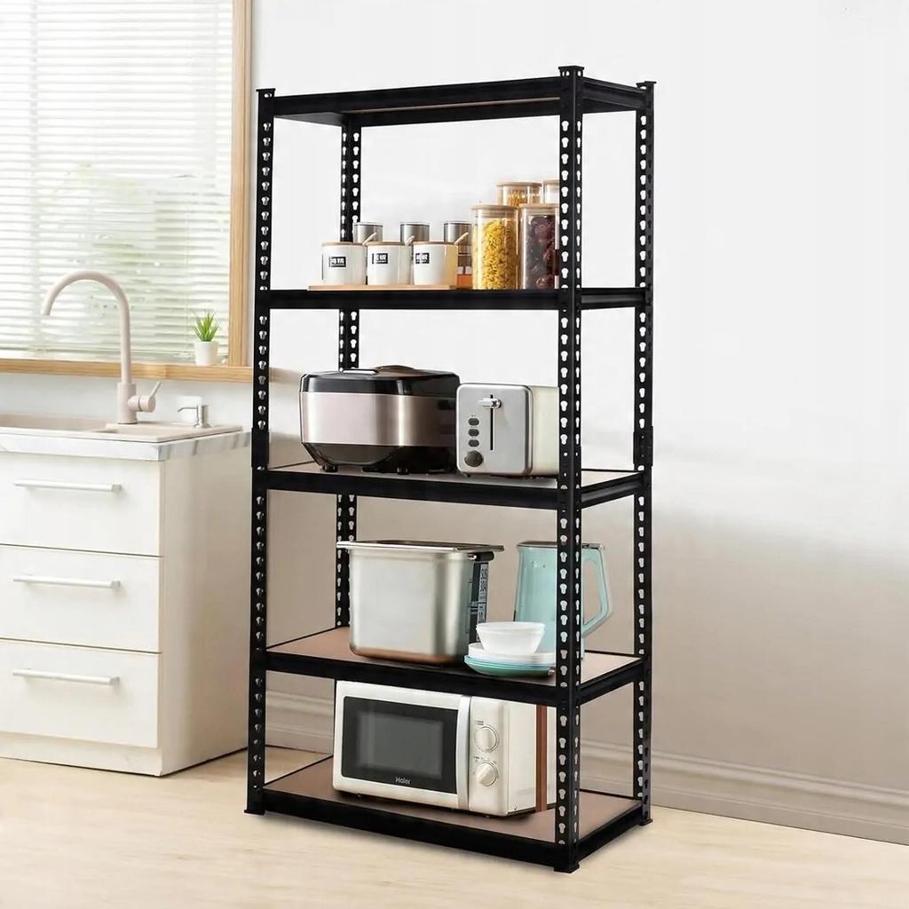 Regał Magazynowy Garażowy Czarny 5 Półek 875Kg 180X90X30 Szybki Montaż