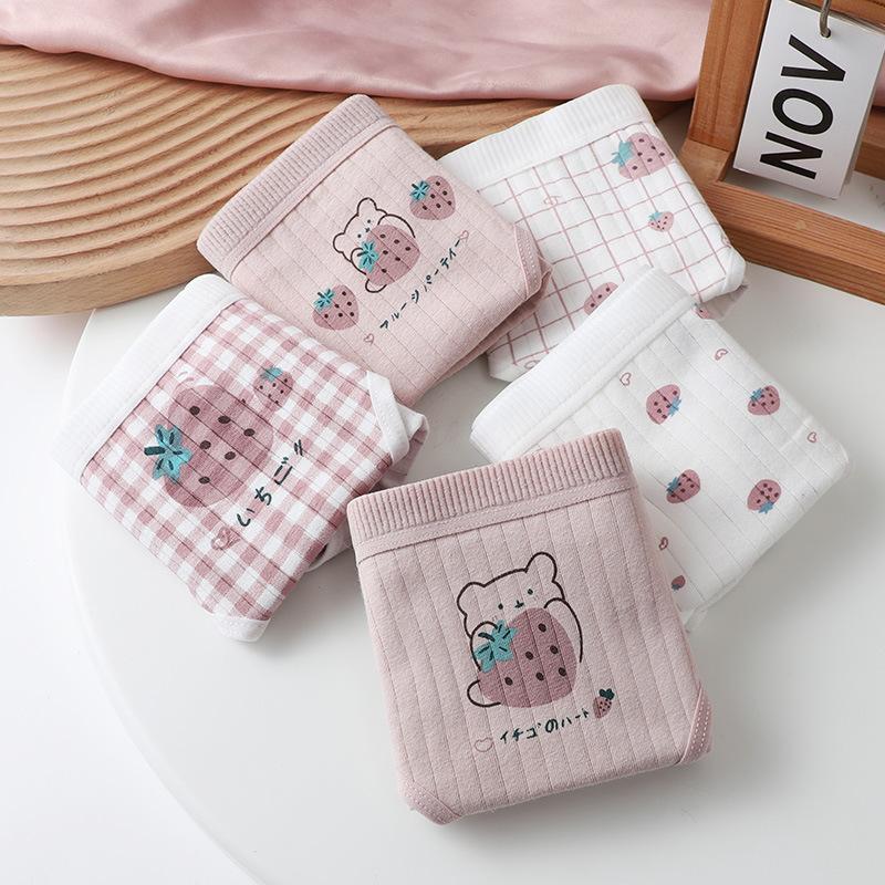 Neue Niedliche Erdbeer Damen Slips Teenager Baumwollunterwäsche Mädchen Slips