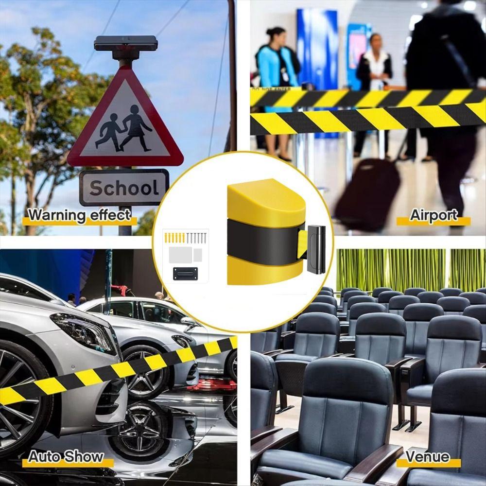 Telescopic Belt Wall Mount Caution Belt Yellow Black Striped Safety Cordon  Crowd Control
