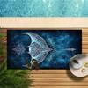 Deep Blue Carved Stingray Microfiber Beach Towel, Intricate Pattern Design, Gorgeous Fantasy Style Beach Essential
