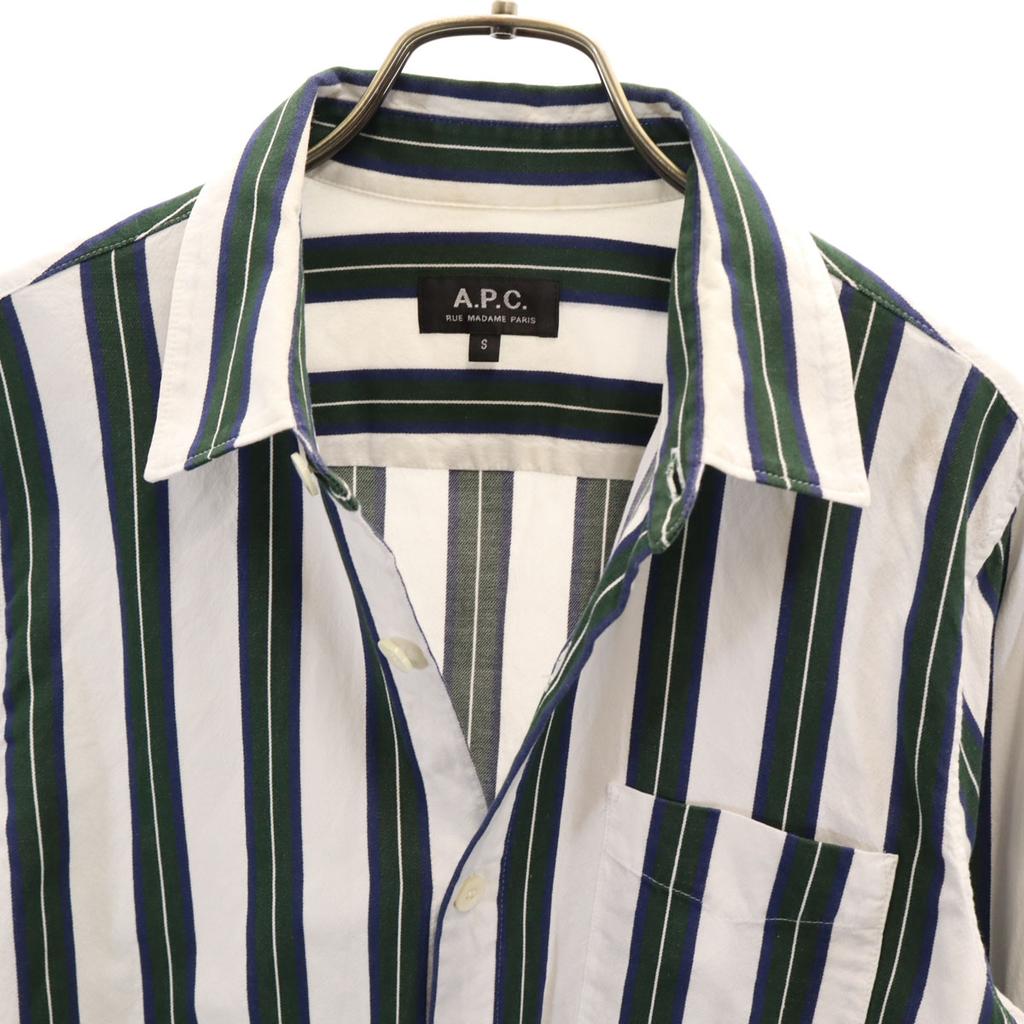 A.P.C. Striped Pattern Long sleeve Cotton shirt S white Men's Used