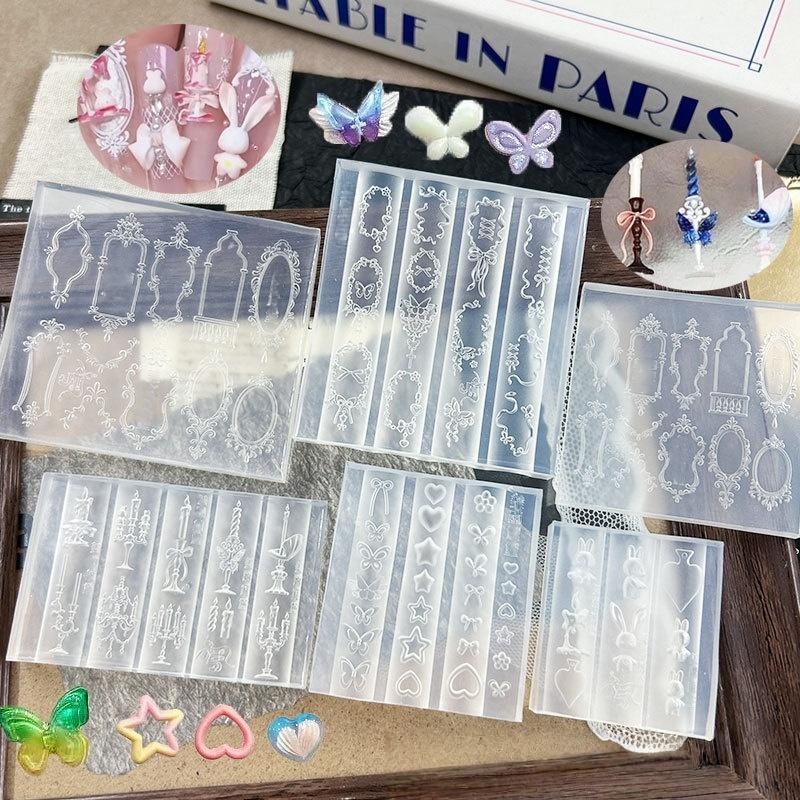 1Pc Bowknot Sea Jellyfish Shell Rose Leaf 3D Acrylic Mold Nail Art Decoration Nails Diy Design Silicone Nails Mold