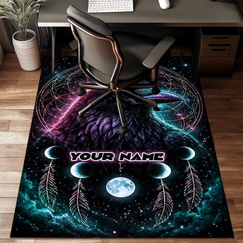 1PC Custom Name Cosmic Raven Dreamscape Theme Floor Mat Ideal for Living Room, Game Rooms, Office, Bedroom,Floor Mat Playful Design120