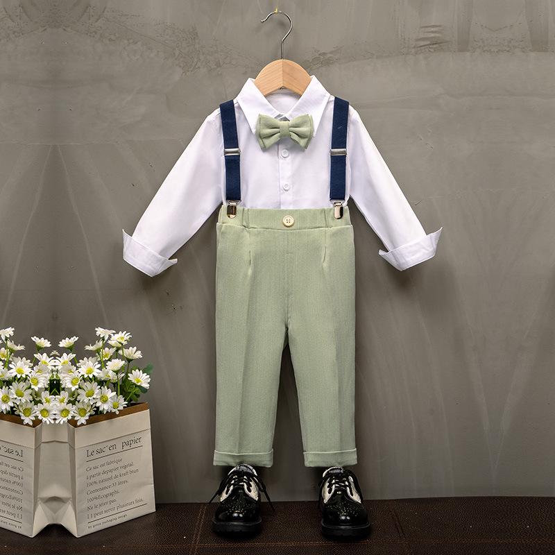 Traje de Florista Estilo Britânico Outono/Inverno para Bebês de 1 Ano - Roupa de Aniversário e Casamento