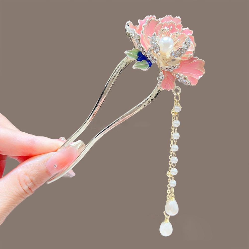 Legierung Haarnadel Quaste Blume Dutt Werkzeug Hochsteckfrisuren Kopfschmuck Vintage U-förmige Haarnadeln für Damen