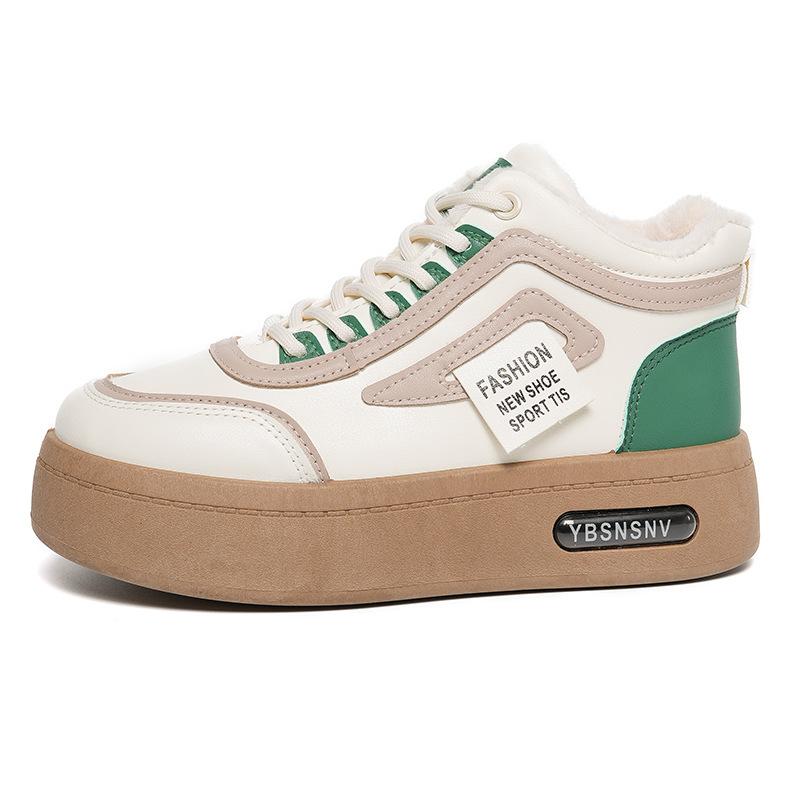 

Женские зимние высокие ботинки на толстой подошве на шнуровке с мехом, легкие, теплые, непродуваемые, утепленные, нескользящие, износостойкие, повседневные кроссовки, хлопковые ботинки 40 зелёный