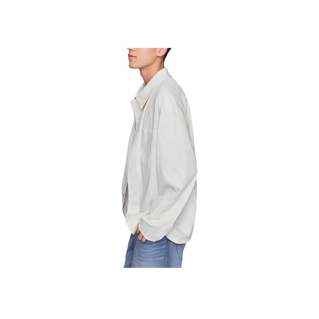Letter Print Solid Color Lapel Single-Breasted Drop Shoulder Long Sleeve Jacket Men jackets Off-White LMT007807204596A