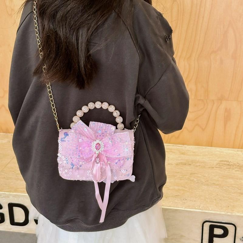 Bag Trendy Crossbody For Kids With Elegant Bow Design And Colorful Sequined Finish