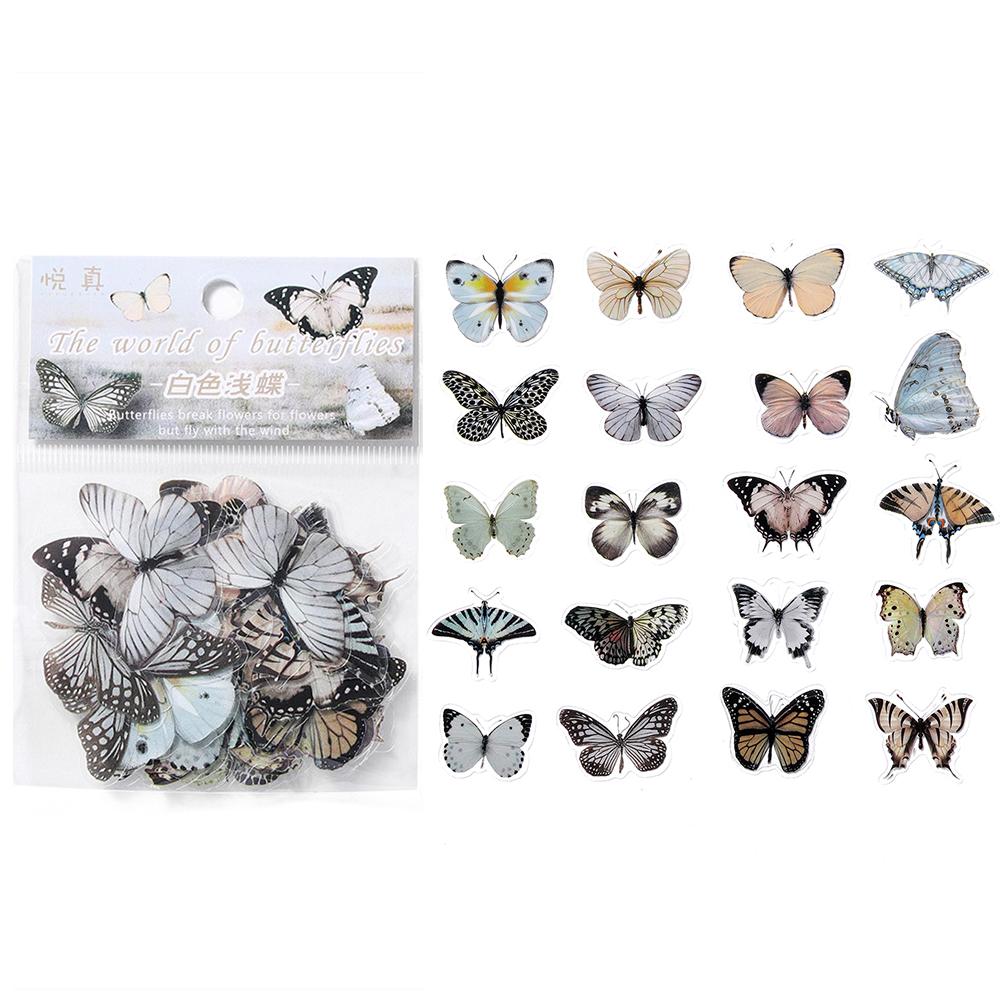 40Pcs/Bag Colorful Butterfly Stickers PET Transparent Decorative Epoxy Resin Fillings for DIY Epoxy Resin Crafts Book Decor