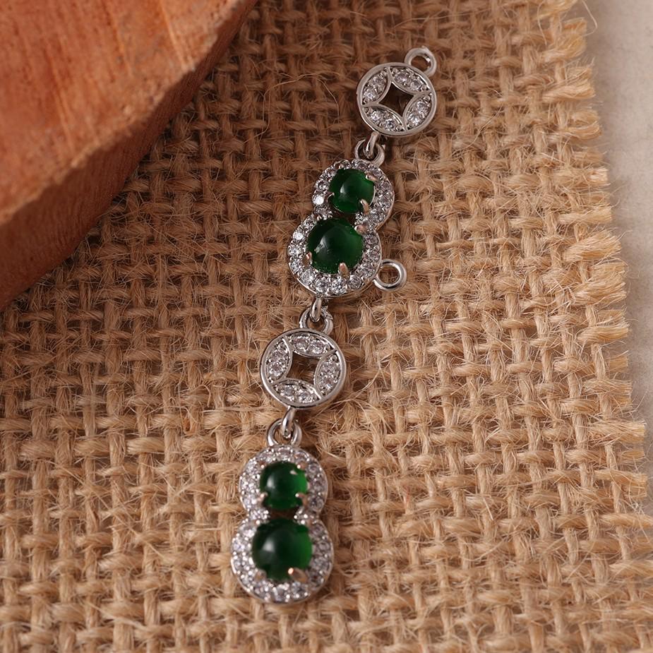 Green Jade Gourd Pendant Necklace - Natural Emerald Jade, Japanese Korean Fashion