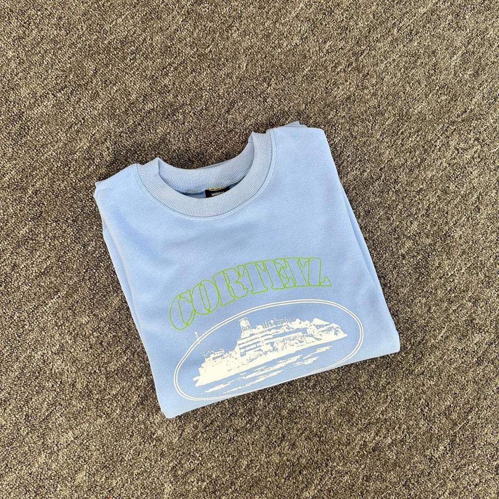 Corteiz Alcatraz Unisex Trendiger Lockerer Kapuzenpullover mit Rundhalsausschnitt und Samt