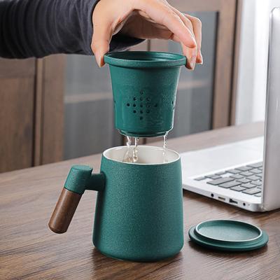 Large-Capacity Office Water Cup, Teacup, Tea Separation Cup, Ceramic With Lid, Personal Special Lettering