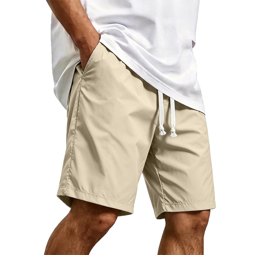 Men's Casual Quick Dry Drawstring Shorts Lightweight Breathable Five-Point Beach Pants Suitable for Outdoor Activities and Daily Wear
