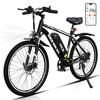 RCB Bicicletă Electrică 26 Inch E-Bike Urban Adult, Motor 350W, Baterie 36V/10.4Ah, 7 Viteze, Control APP, Negru