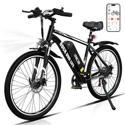 RCB 26-inch Electric Bike E-Bike Urban Adult, 350W Motor, 36V/10.4Ah Battery, 7 Speeds, APP Control, Black