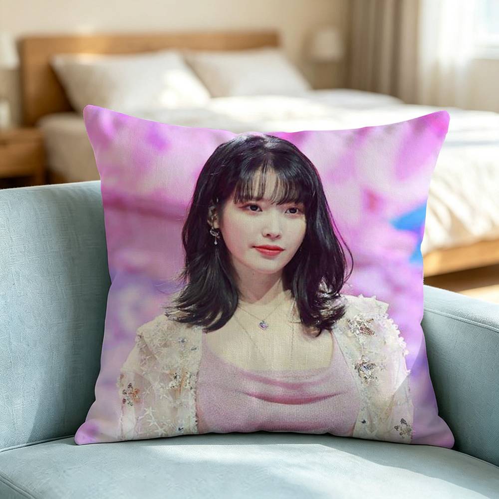 Lee Ji Eun IU Beauty Pillow Case Square Double-Sided Sofa Cushion Cover Bedroom Bedside Pillow Gift