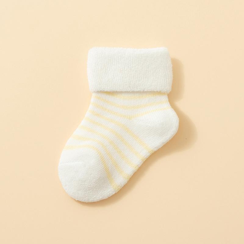 5Pair Newborn Baby Socks Winter Fleece Lined Thickened Sole Soft Cotton Loose Cuff Infant Floor Grip Socks for Crawling Comfortable Warm Footwear