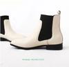 Fashion Women Genuine Leather Chelsea Ankle Boots Stretch Fabric Slip On Fashion Office & Career Boots 2025 Winter Flats Heels Boots