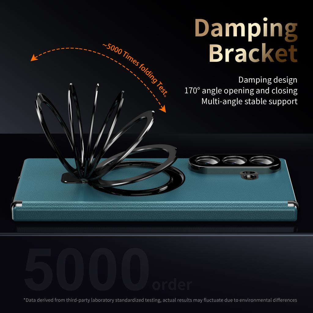 Hidden Stand Magnetic Leather Case For Samsung Galaxy Z Fold 7 6 5 4 Bracket Cover With Clear Glass Screen Protector