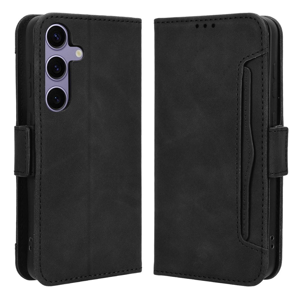 

For Samsung Galaxy S24+ Multiple Card Slots Leather Case with Wallet Stand Black