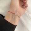18K Roséguldpläterat Titanstål Rött Snöre Armband med Enkel Diamant - Koreansk Stil Mode för Kvinnor