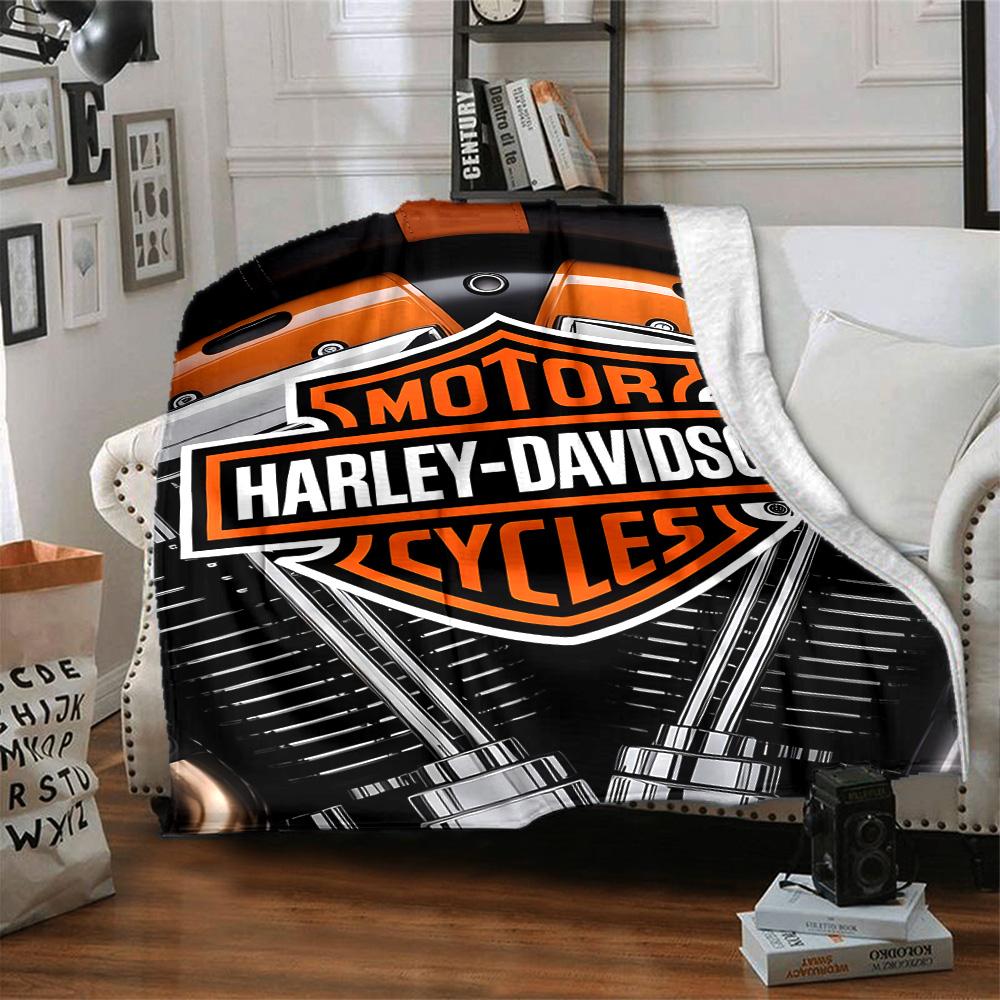 1pc Harley-Davidson Blanket, Gift, for Men and Women, Soft Blanket, Good for Sofa Bed Couch Travel, Lightweight Flannel Blanket
