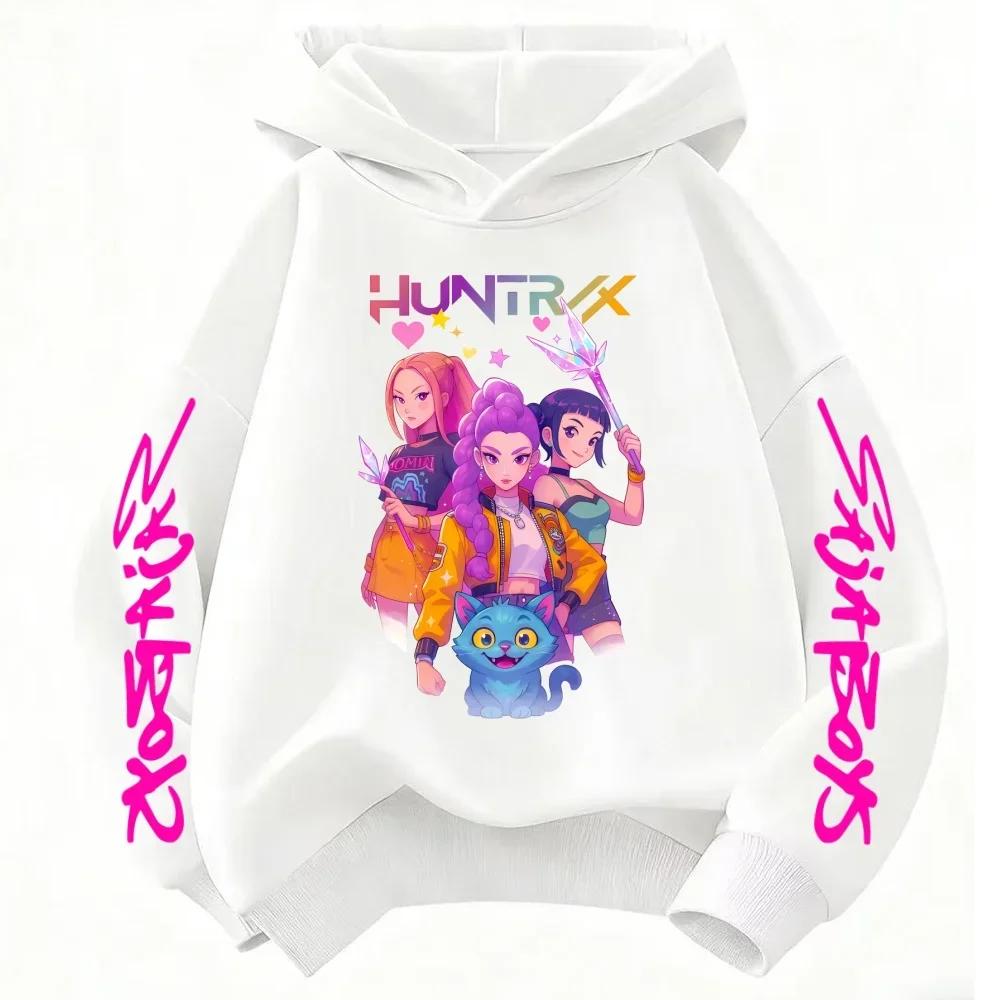 New cartoon hooded sweatshirt, suitable for both men and women, warm purple children's top, fashionable casual children's